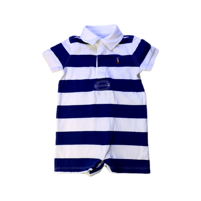 A Blue Short Sleeve Rompers from Ralph Lauren in size 6-12M for boy. (Front View)