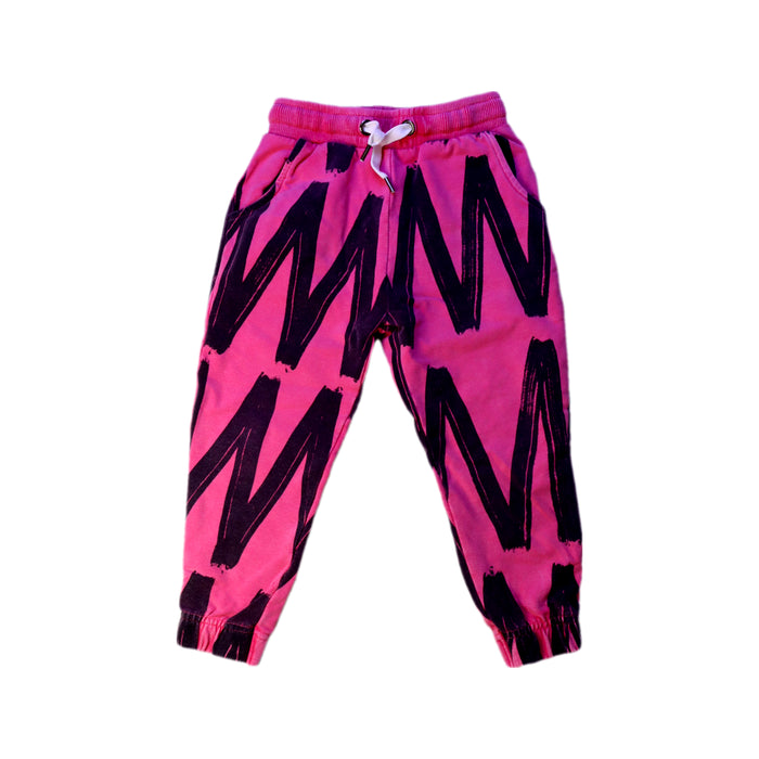 A Pink Sweatpants from Minti in size 3T for girl. (Front View)