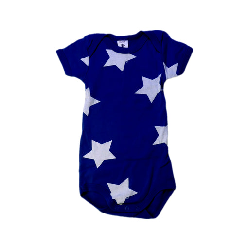 A Blue Short Sleeve Bodysuits from Petit Bateau in size 6-12M for boy. (Front View)