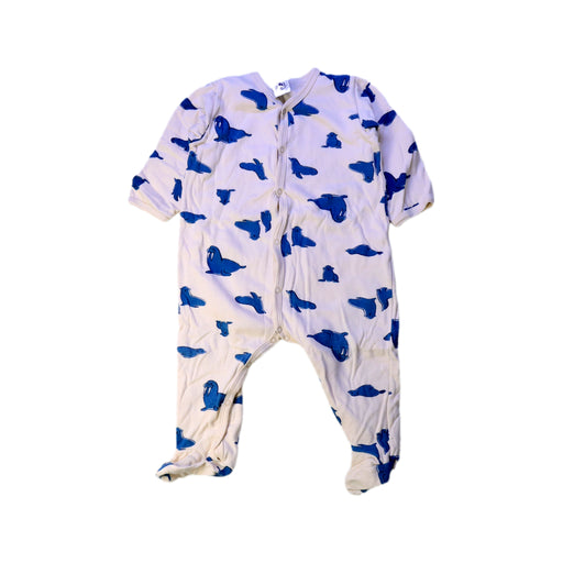 A White Onesies from Petit Bateau in size 6-12M for neutral. (Front View)
