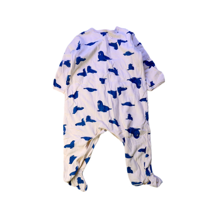 A White Onesies from Petit Bateau in size 6-12M for neutral. (Back View)