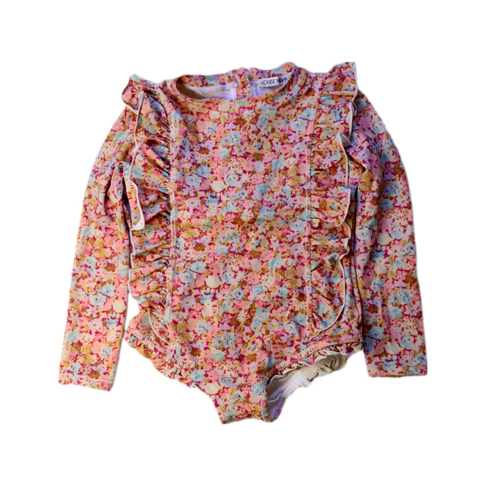 A Pink Swimsuits from Louise Misha in size 3T for girl. (Front View)