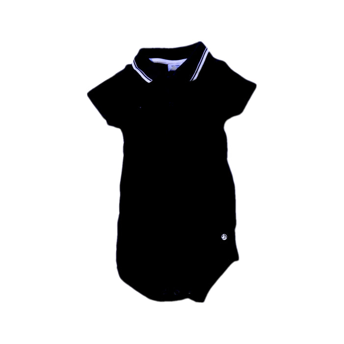 A Black Short Sleeve Bodysuits from Petit Bateau in size 6-12M for boy. (Front View)