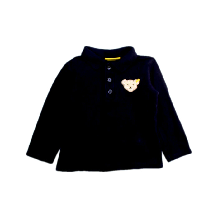 A Navy Long Sleeve Polos from Steiff in size 6-12M for girl. (Front View)