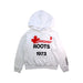 A White Hooded Sweatshirts from Roots in size 5T for boy. (Front View)