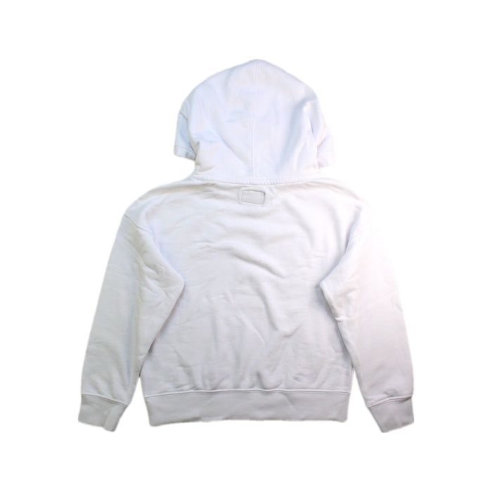 A White Hooded Sweatshirts from Roots in size 5T for boy. (Back View)