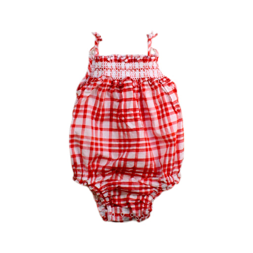 A Red Sleeveless Rompers from Hill House in size 12-18M for girl. (Front View)