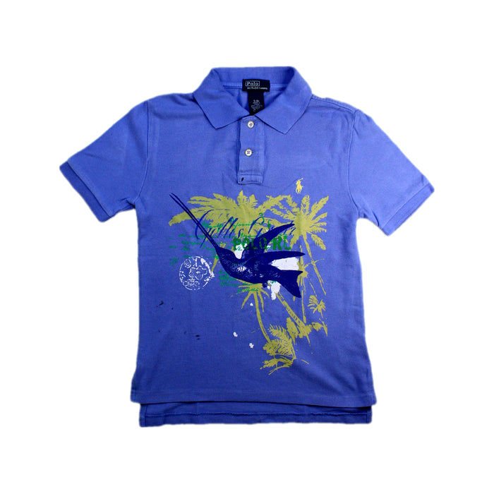 A Blue Short Sleeve Polos from Polo Ralph Lauren in size 8Y for boy. (Front View)