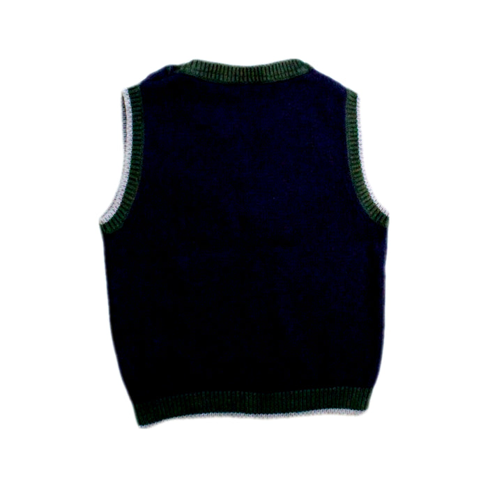 A Navy Sweater Vests from The Little White Company in size 12-18M for boy. (Back View)