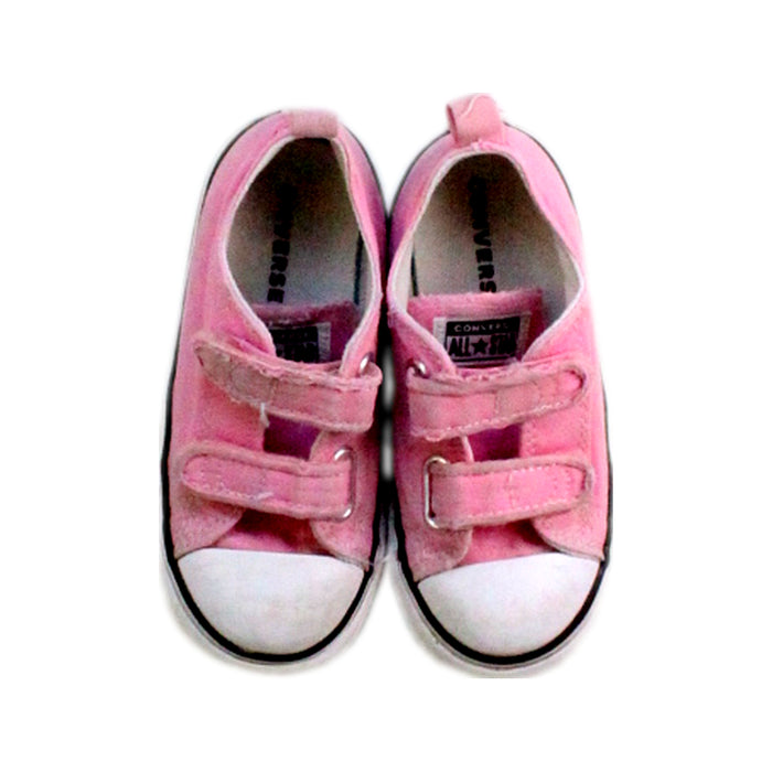 A Pink Slip Ons from Converse in size 3T for girl. (Back View)