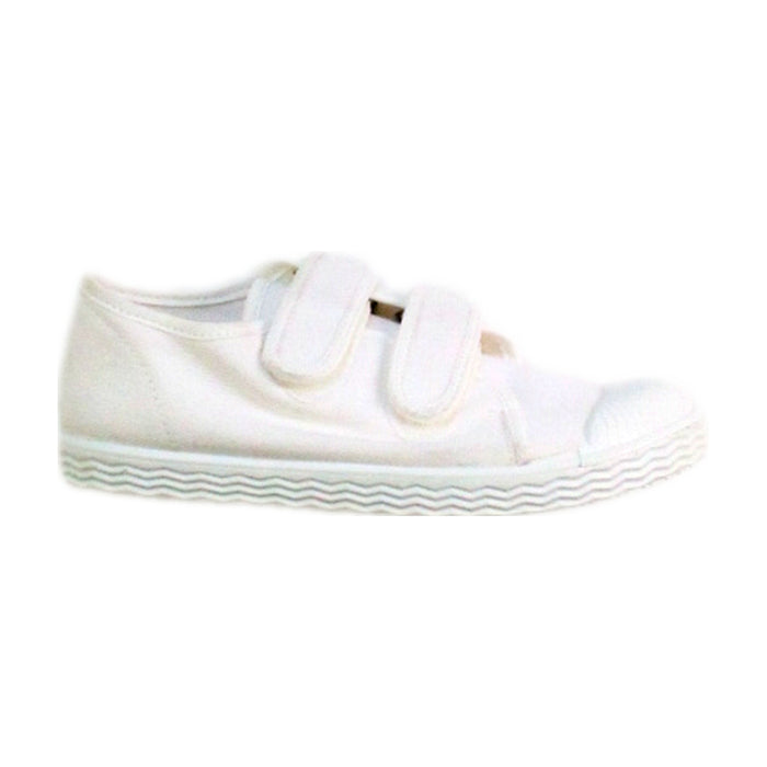 A White Sneakers from Jacadi in size 5T for girl. (Front View)
