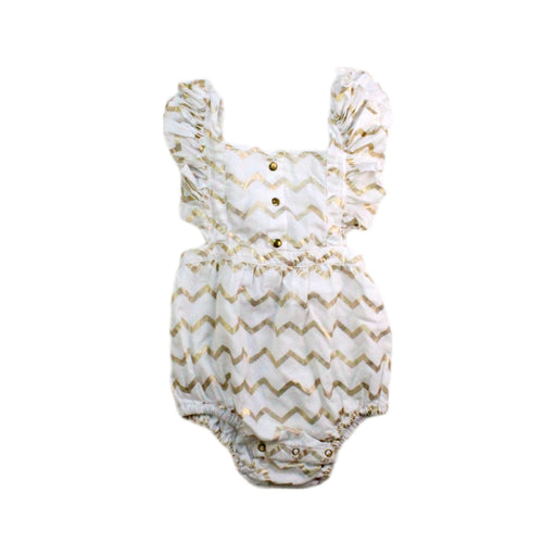 A White Sleeveless Rompers from Velveteen in size 6-12M for girl. (Front View)