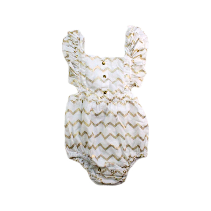 A White Sleeveless Rompers from Velveteen in size 6-12M for girl. (Front View)