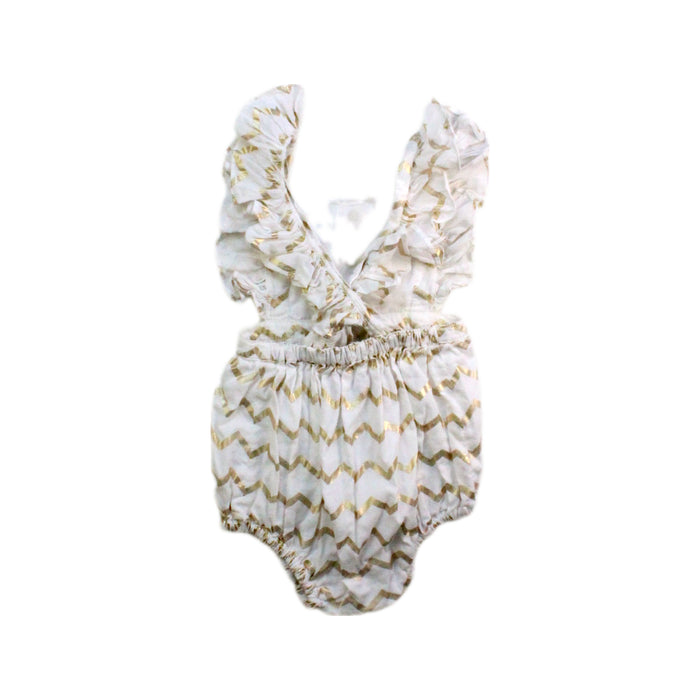 A White Sleeveless Rompers from Velveteen in size 6-12M for girl. (Back View)