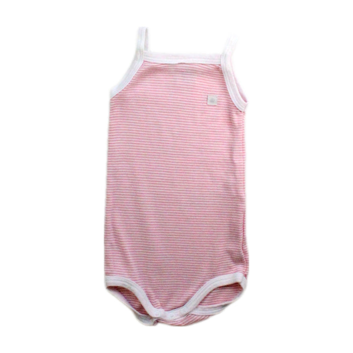 A Pink Sleeveless Bodysuits from Petit Bateau in size 6-12M for girl. (Front View)