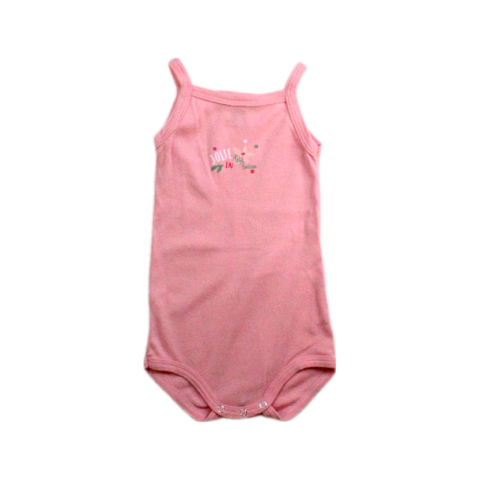 A Pink Sleeveless Bodysuits from Petit Bateau in size 6-12M for girl. (Front View)