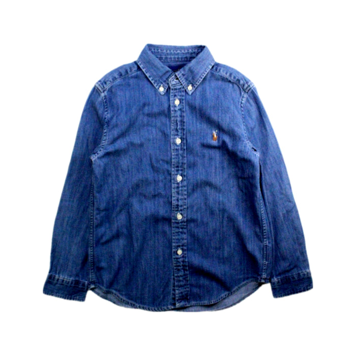 A Blue Long Sleeve Shirts from Ralph Lauren in size 7Y for neutral. (Front View)