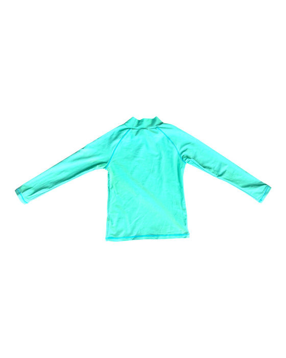 A Teal Rash Guards from Seed in size 5T for boy. (Back View)