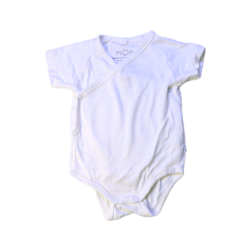 A White Short Sleeve Bodysuits from Mori in size 6-12M for boy. (Front View)