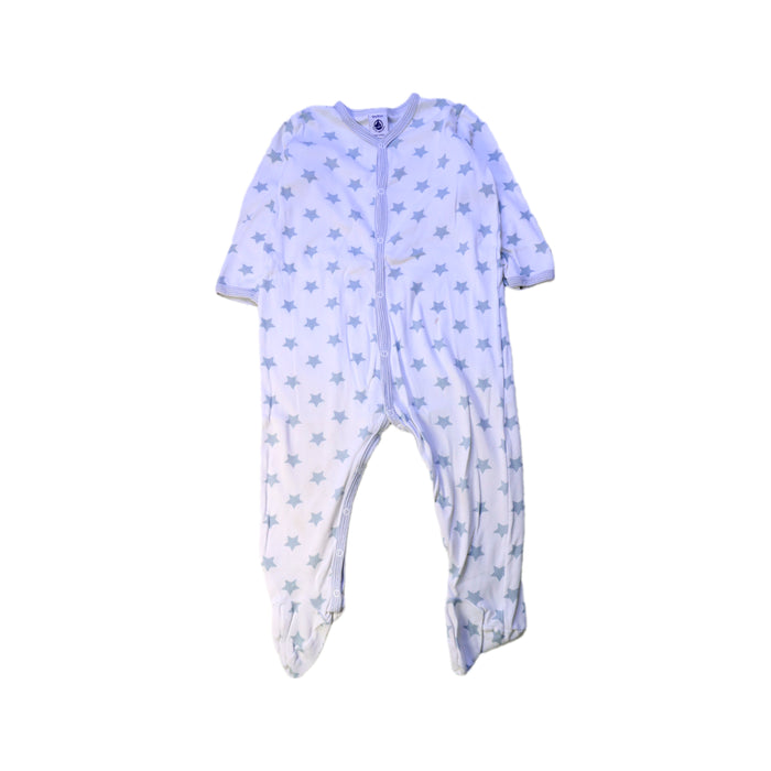 A White Onesies from Petit Bateau in size 12-18M for neutral. (Front View)