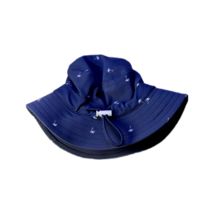 A Navy Sun Hats from Toshi in size 3-6M for neutral. (Back View)