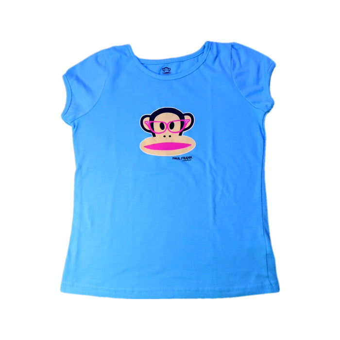 A Blue Short Sleeve T Shirts from Paul Frank in size 7Y for girl. (Front View)