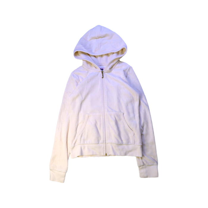 A Ivory Hooded Sweatshirts from Juicy Couture in size 12Y for girl. (Front View)