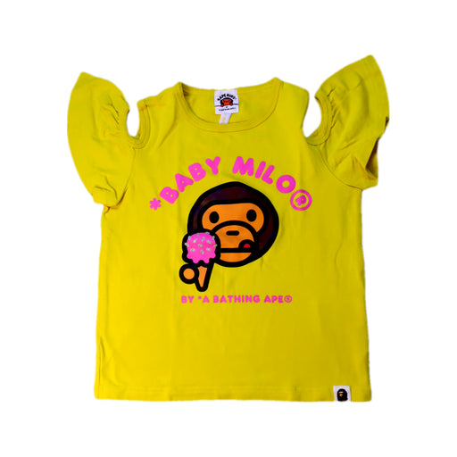 A Yellow Short Sleeve Tops from Bape by A Bathing Ape in size 5T for girl. (Front View)