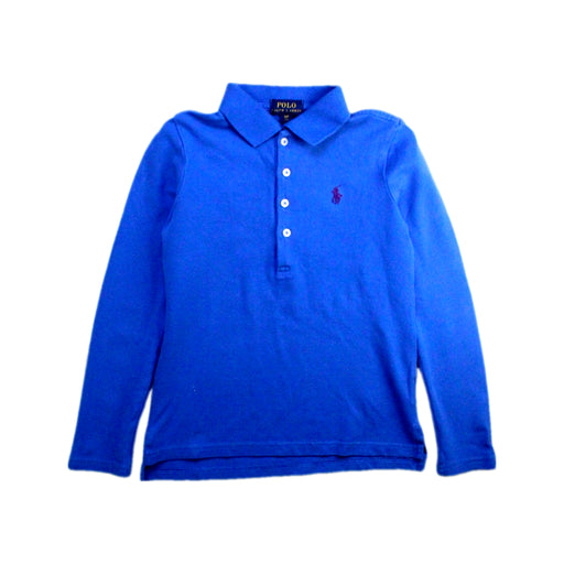 A Blue Long Sleeve Polos from Polo Ralph Lauren in size 7Y for boy. (Front View)