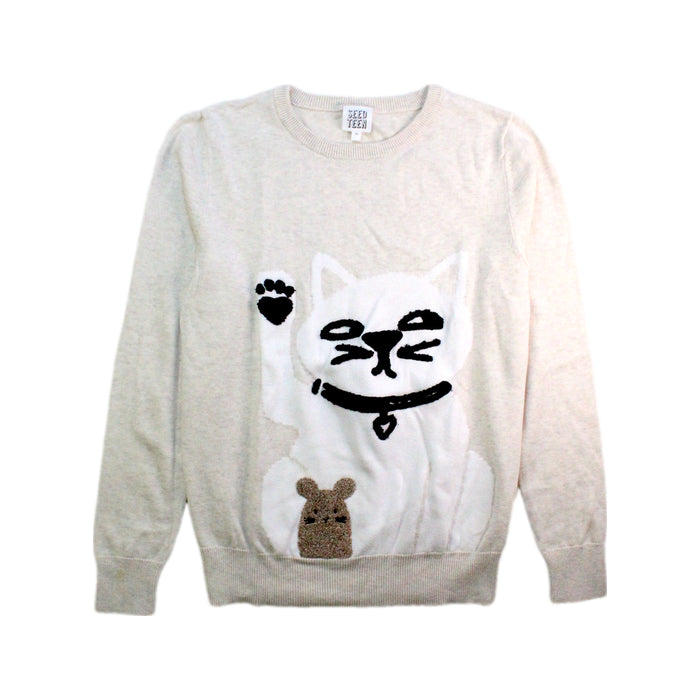 A Beige Crewneck Sweatshirts from Seed in size 10Y for girl. (Front View)