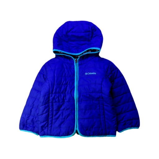 A Blue Puffer/Quilted Jackets from Columbia in size 3T for neutral. (Front View)