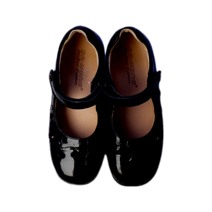 A Black Flats from Dr. Kong in size 7Y for girl. (Back View)