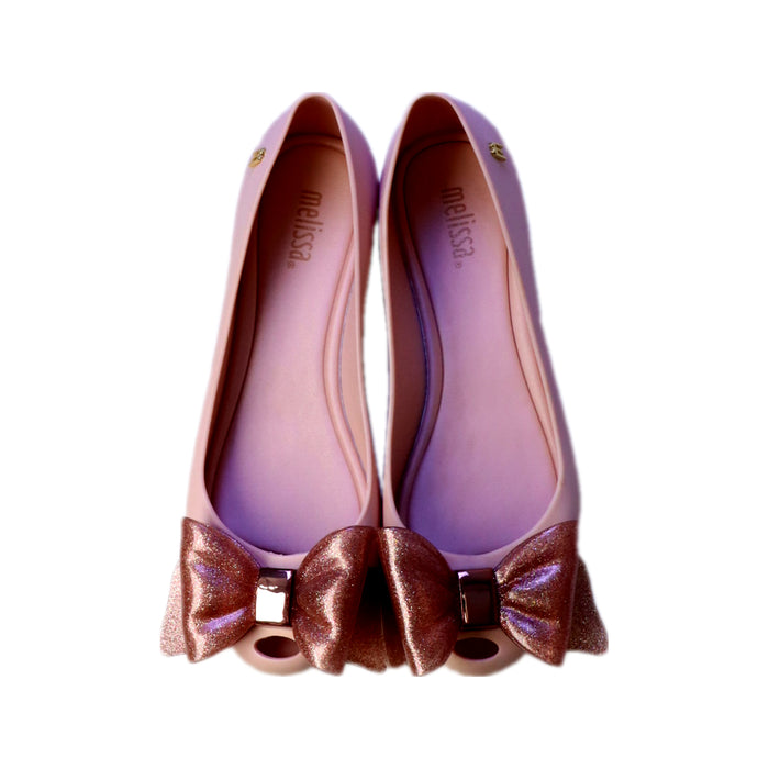 A Pink Flats from Mini Melissa in size 10Y for girl. (Back View)