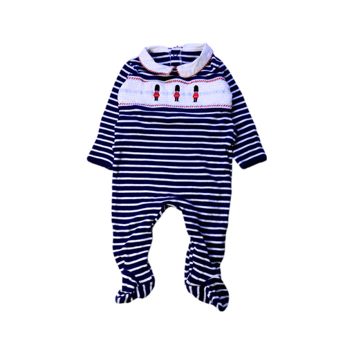A Navy Long Sleeve Rompers from Jojo Maman Bébé in size 6-12M for boy. (Front View)