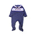 A Navy Long Sleeve Rompers from Jojo Maman Bébé in size 6-12M for boy. (Front View)