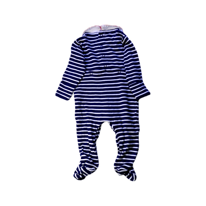 A Navy Long Sleeve Rompers from Jojo Maman Bébé in size 6-12M for boy. (Back View)