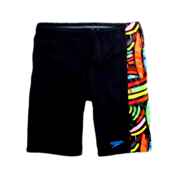 A Black Swim Shorts from Speedo in size 7Y for boy. (Front View)
