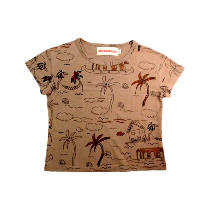 A Beige Short Sleeve T Shirts from Nadadelazos in size 6T for boy. (Front View)