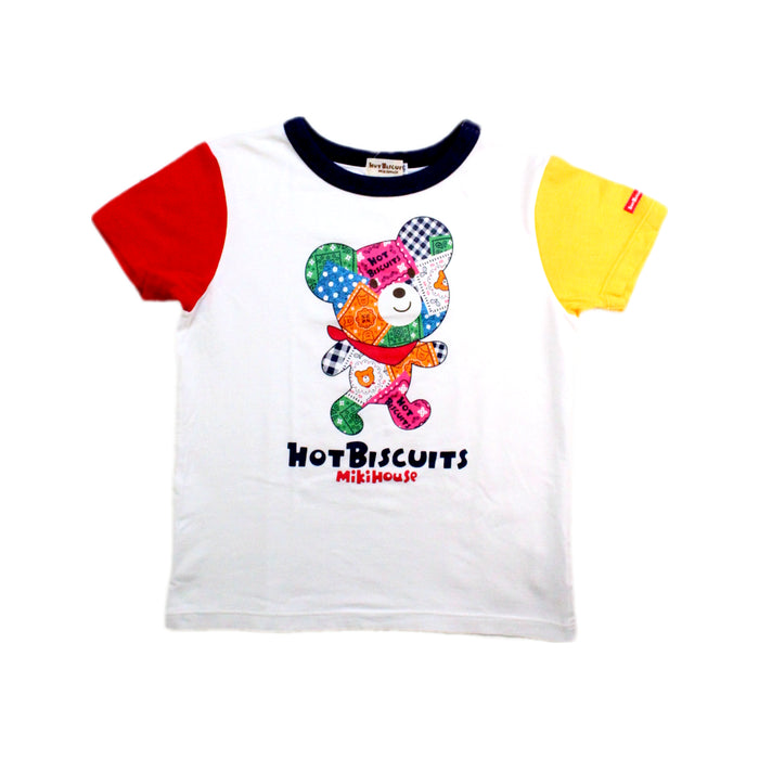 A Multicolour Short Sleeve T Shirts from Hot Biscuits Mikihouse in size 5T for boy. (Front View)