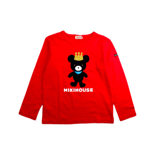 A Red Long Sleeve T Shirts from Hot Biscuits Mikihouse in size 5T for boy. (Front View)
