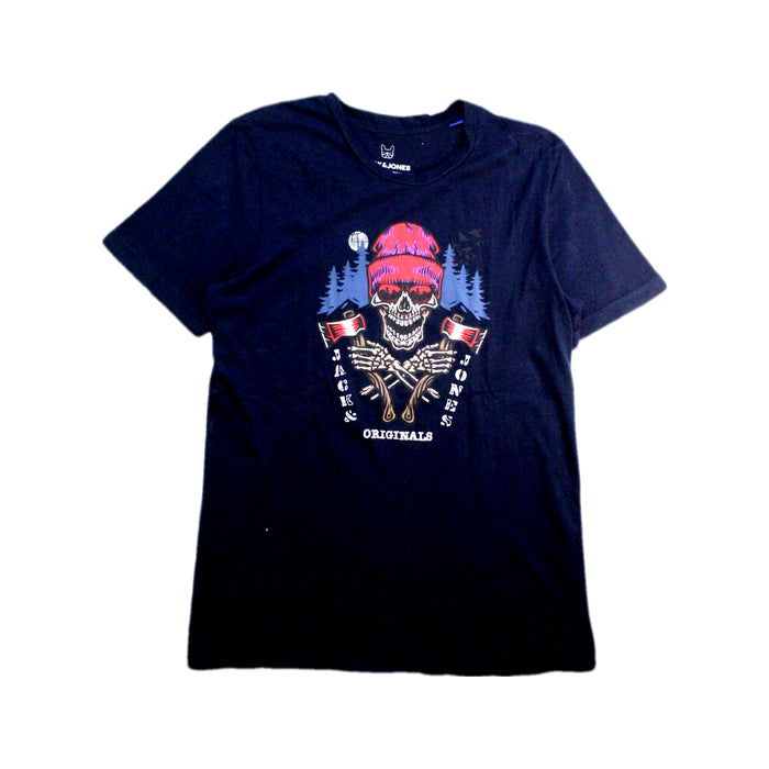 A Black Short Sleeve T Shirts from Jack & Jones in size 14Y for boy. (Front View)