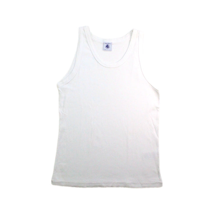 A White Sleeveless T Shirts from Petit Bateau in size 12Y for boy. (Front View)