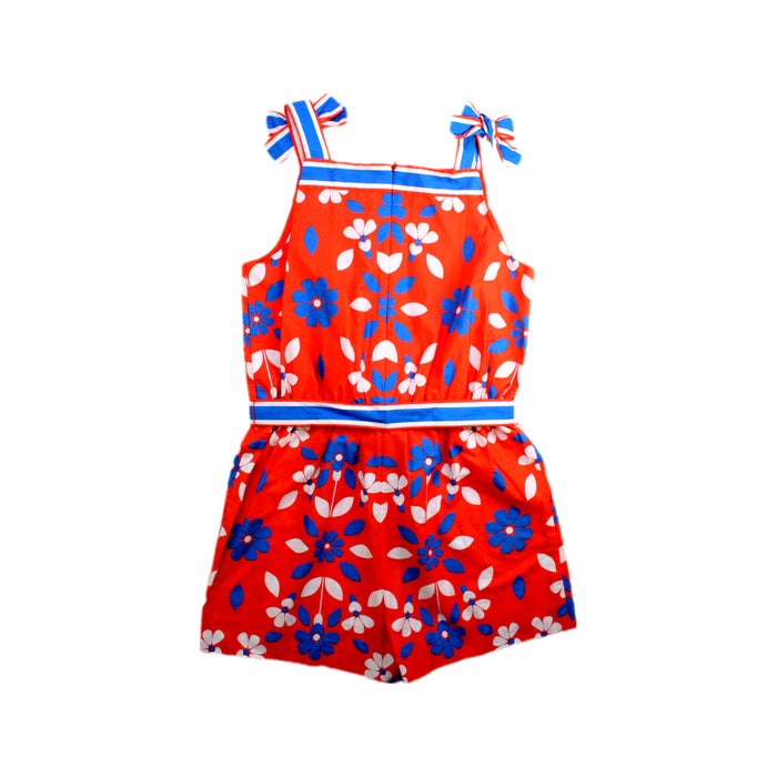 A Red Sleeveless Rompers from Jacadi in size 12Y for girl. (Back View)
