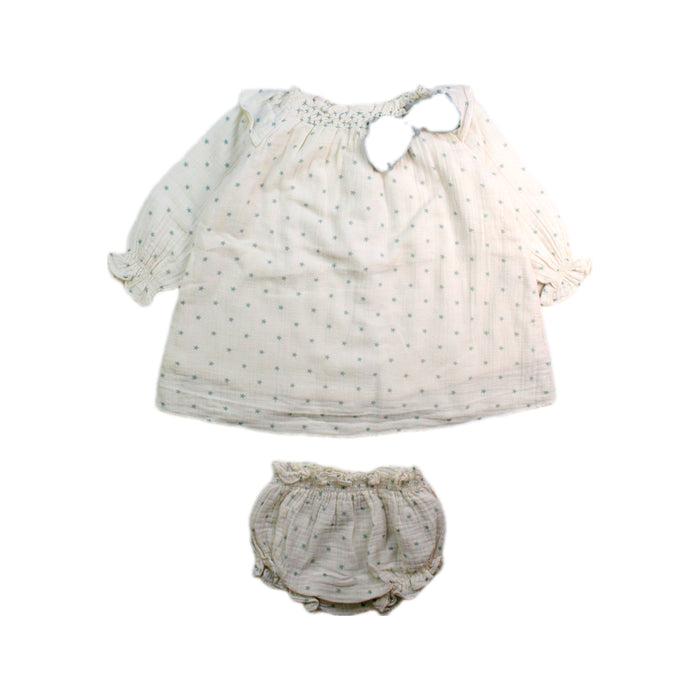 A White Dress Sets from Nanos in size 6-12M for girl. (Front View)