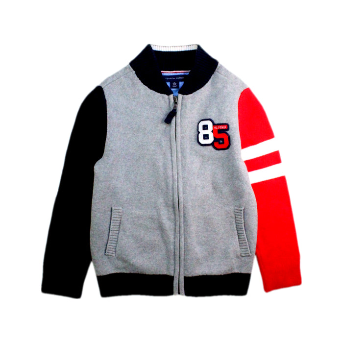 A Grey Lightweight Jackets from Tommy Hilfiger in size 4T for boy. (Front View)