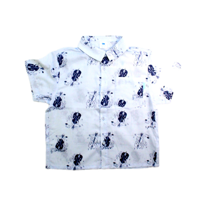 A White Short Sleeve Shirts from Les Enphants in size 4T for boy. (Front View)