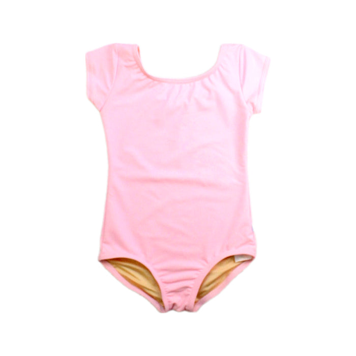 A Pink Leotards from Corps Dancewear in size 7Y for girl. (Front View)