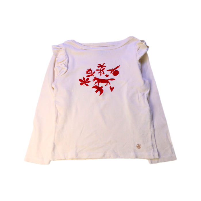 A White Long Sleeve Tops from Petit Bateau in size 4T for girl. (Front View)