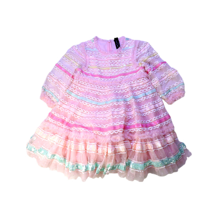 A Pink Long Sleeve Dresses from needle & thread in size 4T for girl. (Front View)