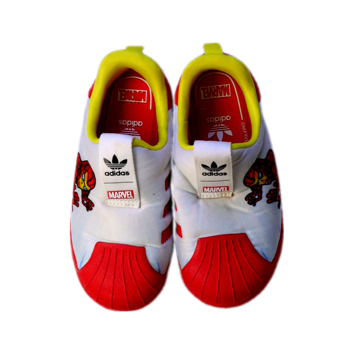 A Red Sneakers from Adidas in size 4T for boy. (Back View)